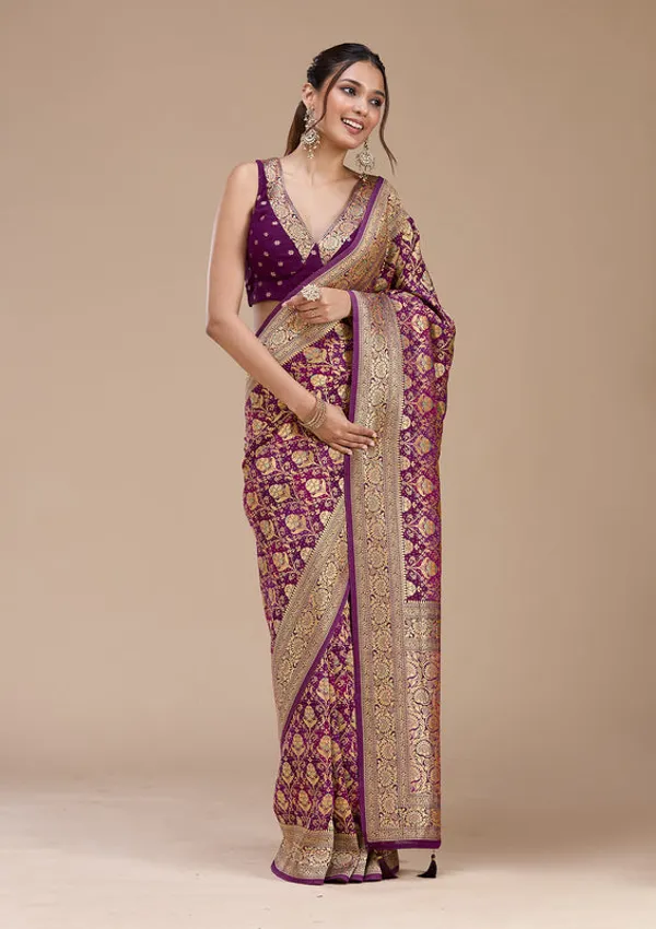 Purple_Crepe_Jaal_Saree_With_Matching_Blouse_Piece