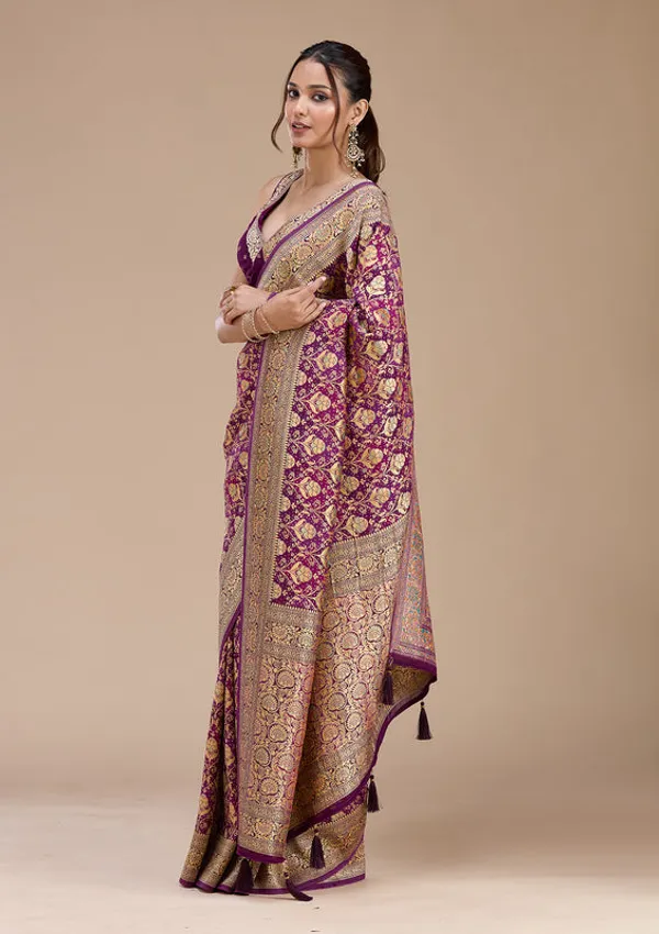 Purple_Crepe_Jaal_Saree_With_Matching_Blouse_Piece