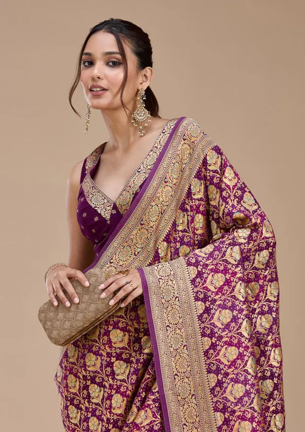 Purple_Crepe_Jaal_Saree_With_Matching_Blouse_Piece
