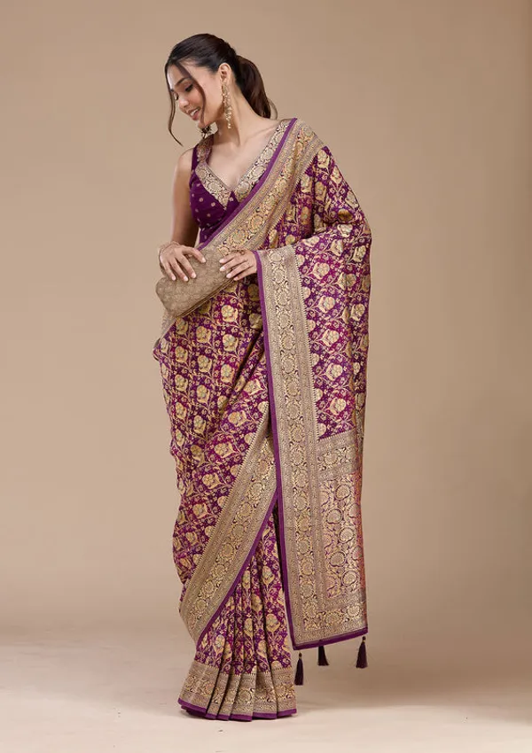 Purple_Crepe_Jaal_Saree_With_Matching_Blouse_Piece