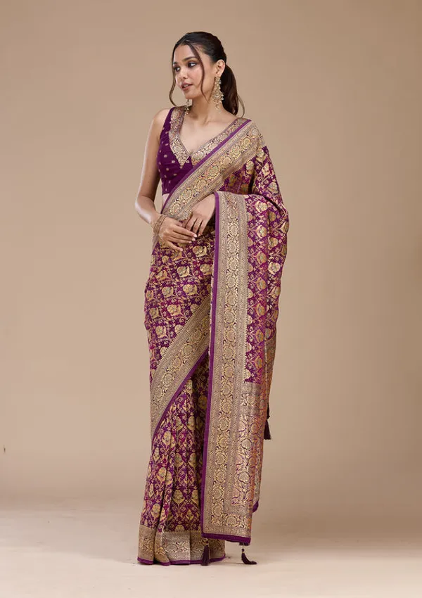 Purple_Crepe_Jaal_Saree_With_Matching_Blouse_Piece