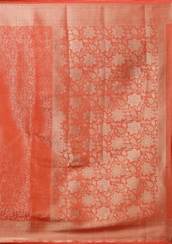 Orange_Silk_Jaal_Gold_Zariwork_Saree_With_Matching_Blouse_Piece