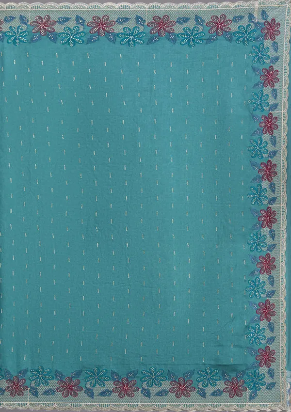 Sea_Green_Soft_Raw_Silk_Threadwork_Saree_With_Matching_Blouse_Piece