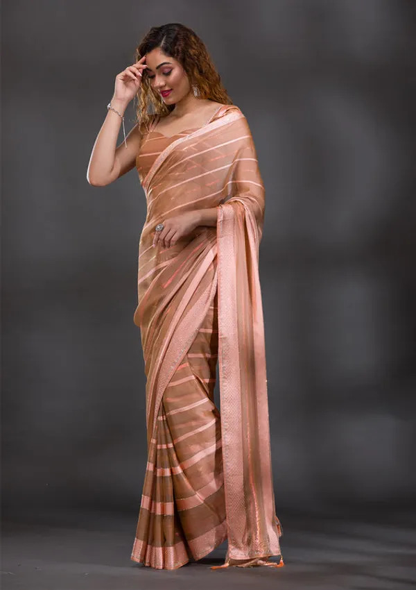 Peach_Georgette_Swarovski_Saree_With_Matching_Blouse_Piece