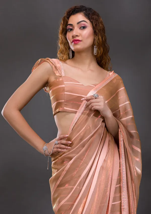 Peach_Georgette_Swarovski_Saree_With_Matching_Blouse_Piece