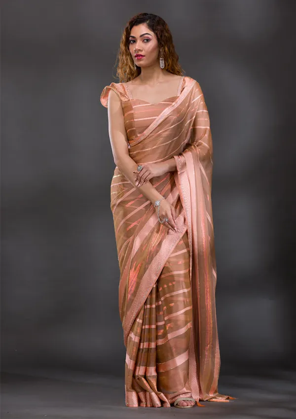 Peach_Georgette_Swarovski_Saree_With_Matching_Blouse_Piece