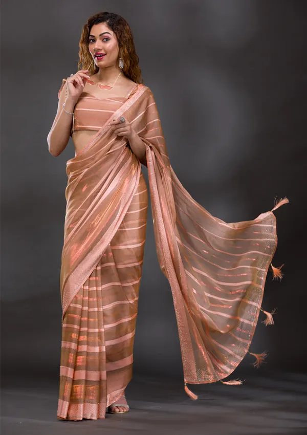Peach_Georgette_Swarovski_Saree_With_Matching_Blouse_Piece