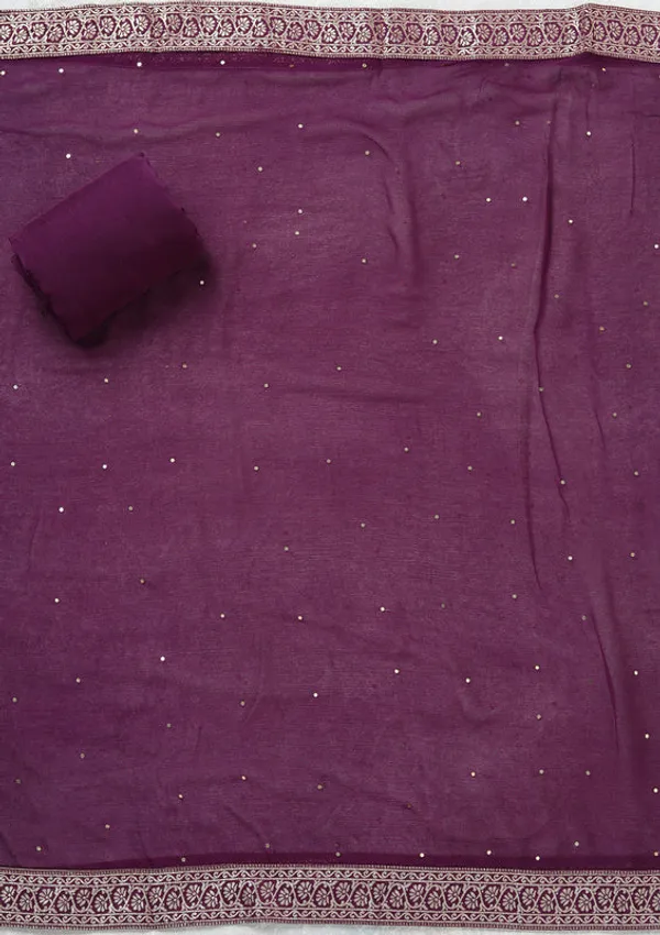 Purple_Georgette_Gold_Zariwork_Unstitched_Dress_Material_With_Matching_Bottom_And_Dupatta