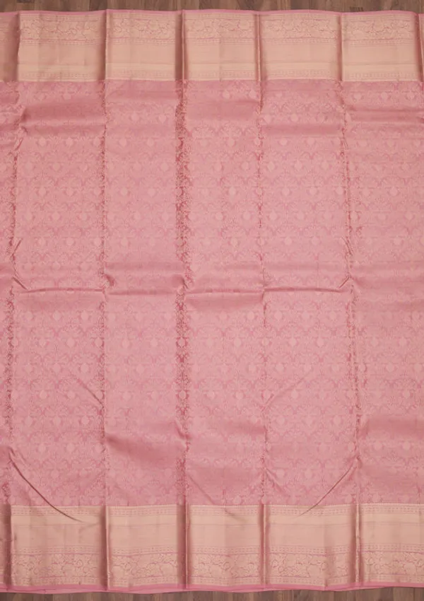 Onion_Pink_Silk_Jaal_Gold_Zariwork_Saree_With_Matching_Blouse_Piece