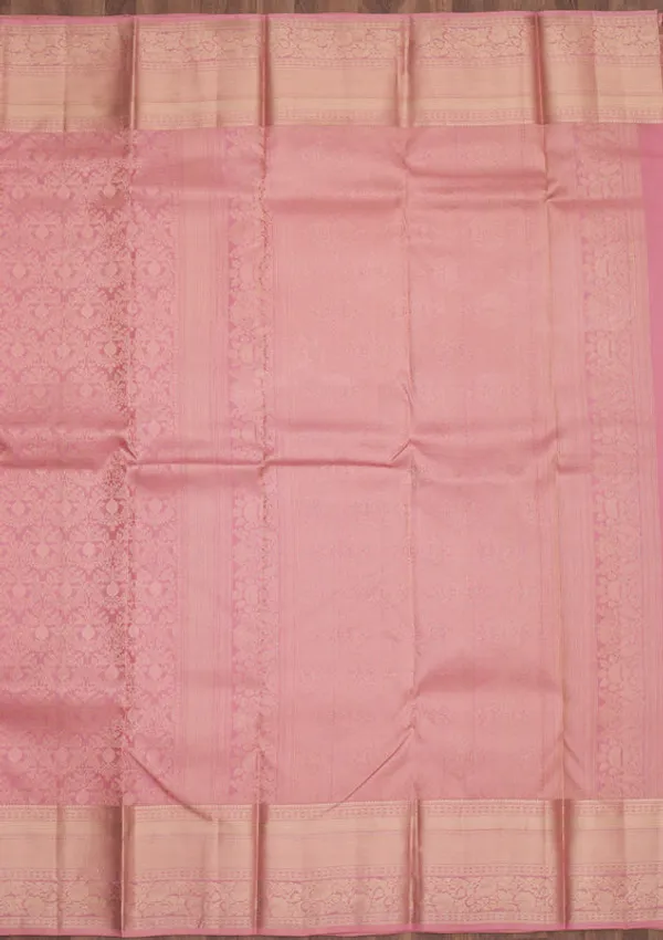 Onion_Pink_Silk_Jaal_Gold_Zariwork_Saree_With_Matching_Blouse_Piece