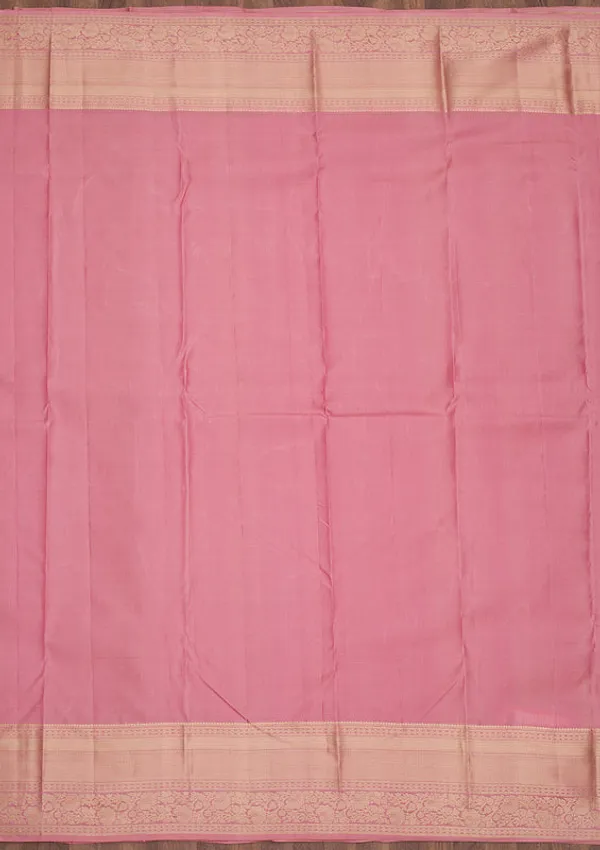 Onion_Pink_Silk_Jaal_Gold_Zariwork_Saree_With_Matching_Blouse_Piece