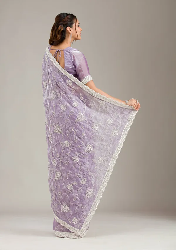 Lavender_Tissue_Cording_Saree_With_Matching_Blouse_Piece