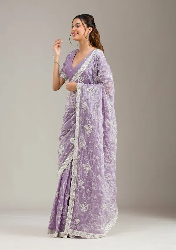 Lavender_Tissue_Cording_Saree_With_Matching_Blouse_Piece