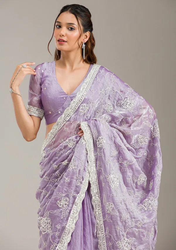 Lavender_Tissue_Cording_Saree_With_Matching_Blouse_Piece