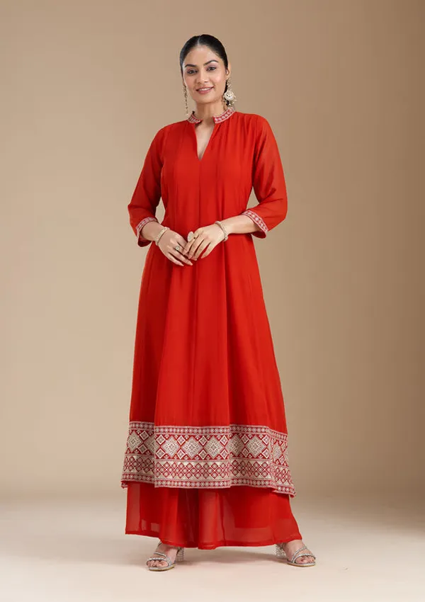 Rust_Georgette_Gold_Zariwork_Anarkali_Kurta_With_Palazzo_And_Dupatta