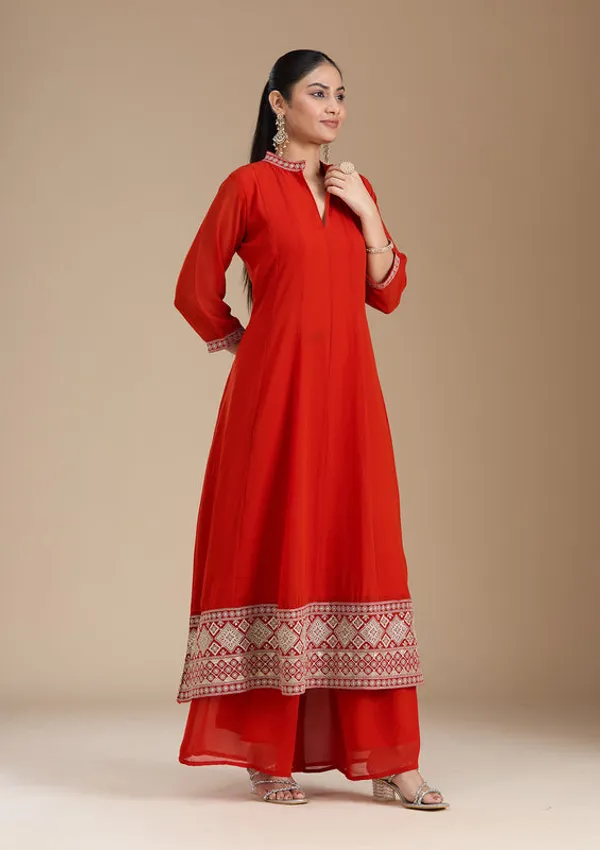 Rust_Georgette_Gold_Zariwork_Anarkali_Kurta_With_Palazzo_And_Dupatta