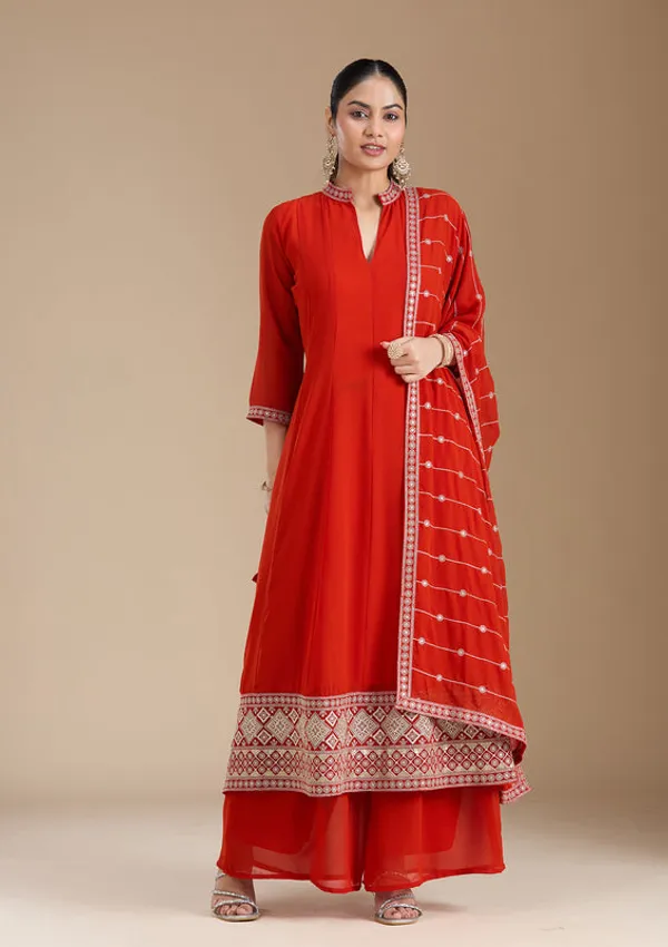 Rust_Georgette_Gold_Zariwork_Anarkali_Kurta_With_Palazzo_And_Dupatta