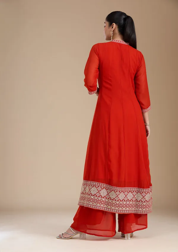 Rust_Georgette_Gold_Zariwork_Anarkali_Kurta_With_Palazzo_And_Dupatta