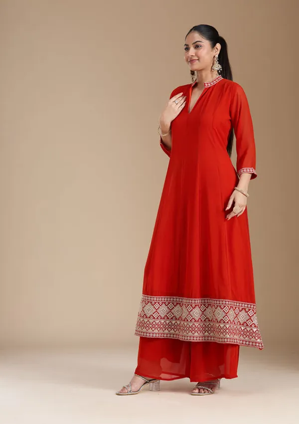 Rust_Georgette_Gold_Zariwork_Anarkali_Kurta_With_Palazzo_And_Dupatta