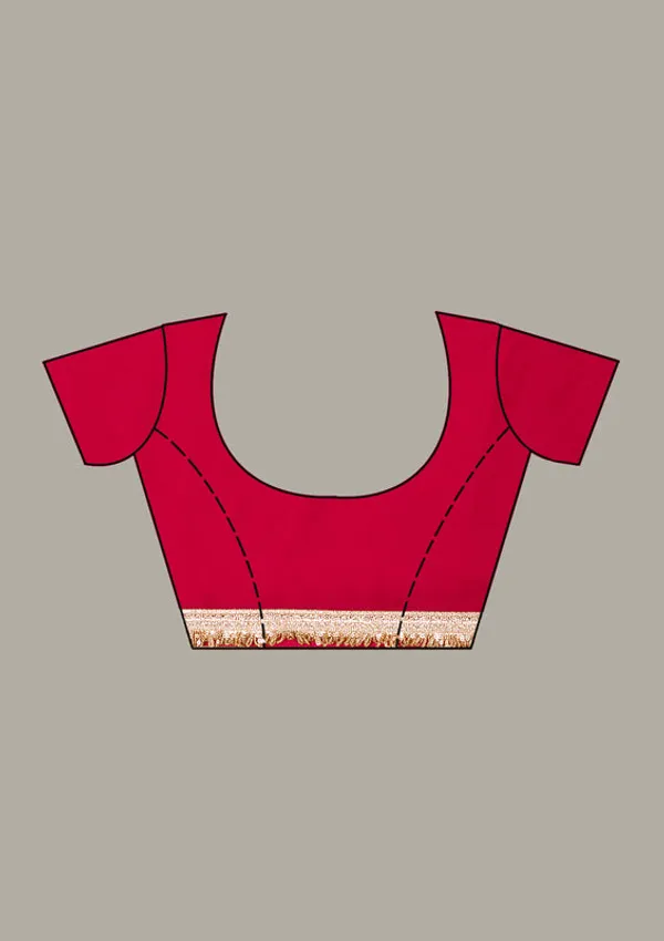 Rani_Pink_Tissue_Gold_Zariwork_Saree_With_Matching_Blouse_Piece