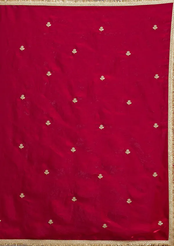 Rani_Pink_Tissue_Gold_Zariwork_Saree_With_Matching_Blouse_Piece