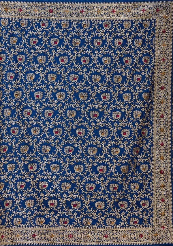 Navy_Blue_Soft_Raw_Silk_Gold_Zariwork_Saree_With_Matching_Blouse_Piece