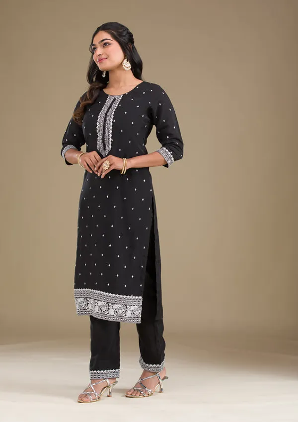 Black_Crepe_Silver_Zariwork_Straight_Kurta_With_Pant_Regular_And_Dupatta