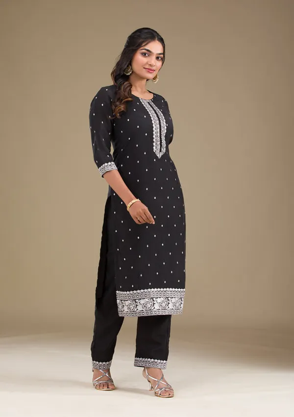 Black_Crepe_Silver_Zariwork_Straight_Kurta_With_Pant_Regular_And_Dupatta