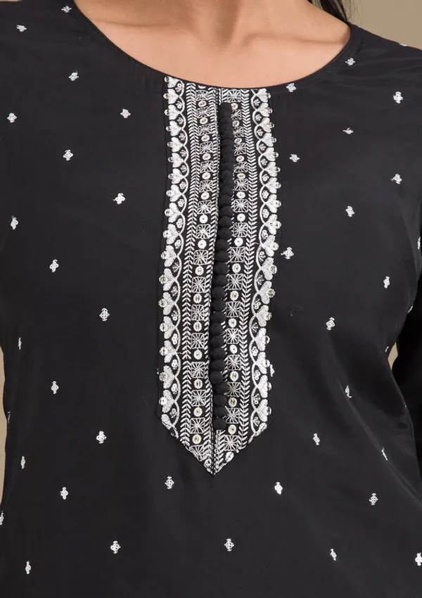 Black_Crepe_Silver_Zariwork_Straight_Kurta_With_Pant_Regular_And_Dupatta