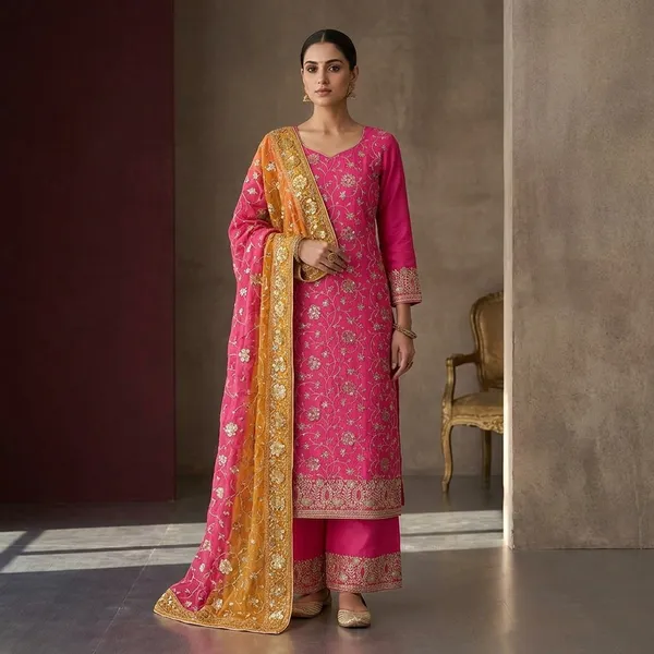 Pink_Multi_Georgette_Zariwork_Unstitched_Dress_Material_With_Matching_Bottom_And_Dupatta