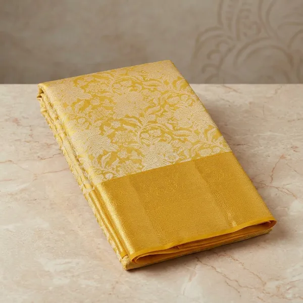 Yellow_Silk_Jaal_Saree_With_Matching_Blouse_Piece
