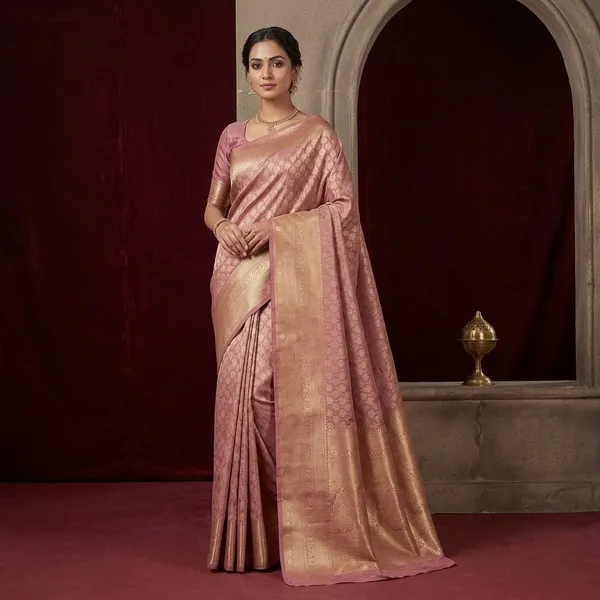 Mauve_Silk_Jaal_Saree_With_Matching_Blouse_Piece