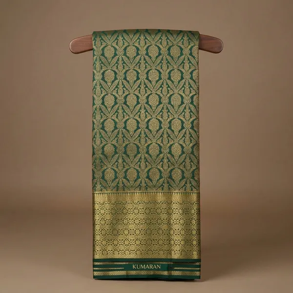 Bottle_Green_Zariwork_Gold_Pure_Silk_Saree