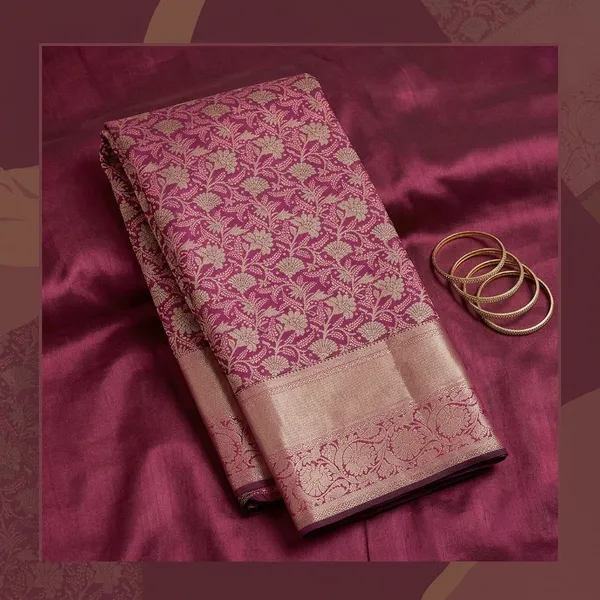 Wine_Silk_Jaal_Saree_With_Matching_Blouse_Piece