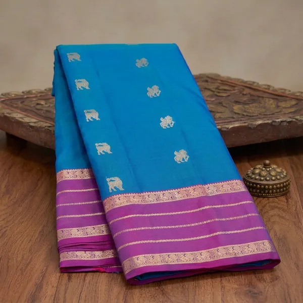 Peacock_Blue_Kanjivaram_Pure_Silk_Saree