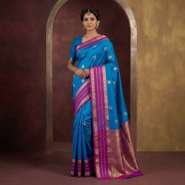 Peacock_Blue_Kanjivaram_Pure_Silk_Saree