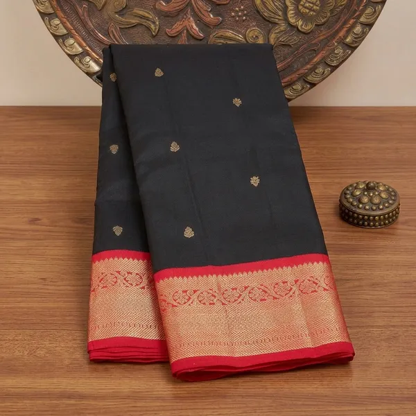 Black_Silk_Buti_Saree_With_Matching_Blouse_Piece