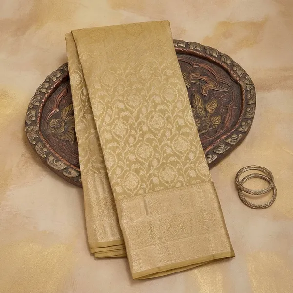 Mehendi_Silk_Jaal_Saree_With_Matching_Blouse_Piece