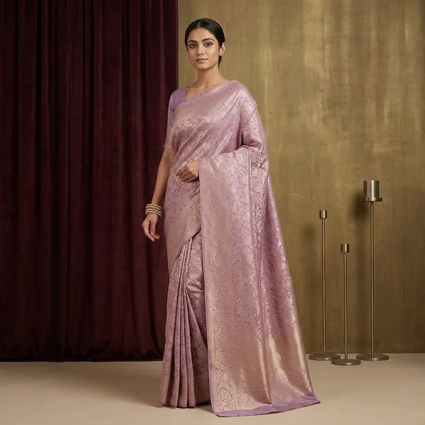 Lavender_Kanjivaram_Pure_Silk_Saree