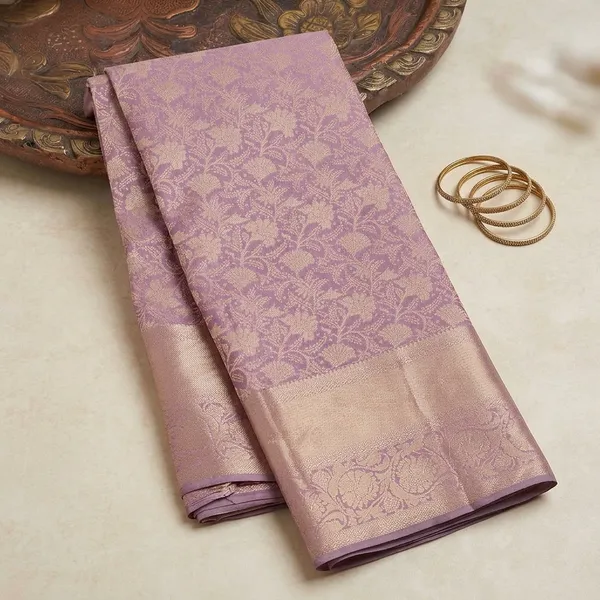 Lavender_Kanjivaram_Pure_Silk_Saree