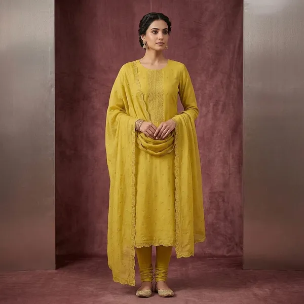 Lime_Green_Semi_Crepe_Threadwork_Unstitched_Dress_Material_With_Matching_Bottom_And_Dupatta