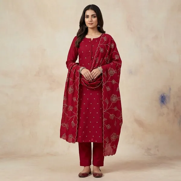 Rani_Pink_Soft_Raw_Silk_Gold_Zariwork_Unstitched_Dress_Material_With_Matching_Bottom_And_Dupatta