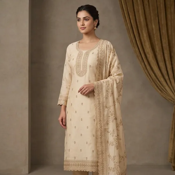 Off_White_Soft_Raw_Silk_Gold_Zariwork_Unstitched_Dress_Material_With_Matching_Bottom_And_Dupatta