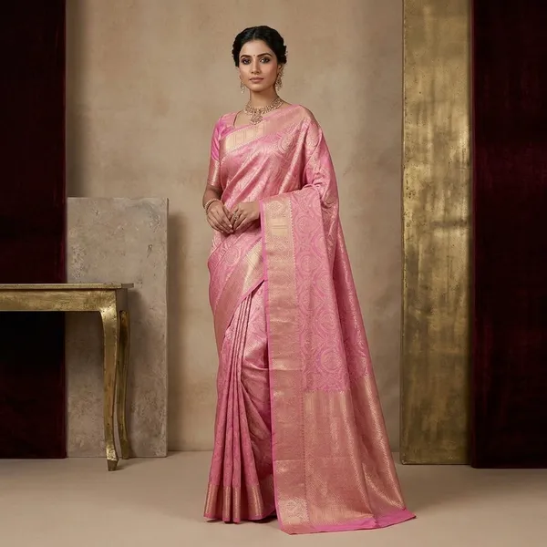 Pink_Kanjivaram_Pure_Silk_Saree