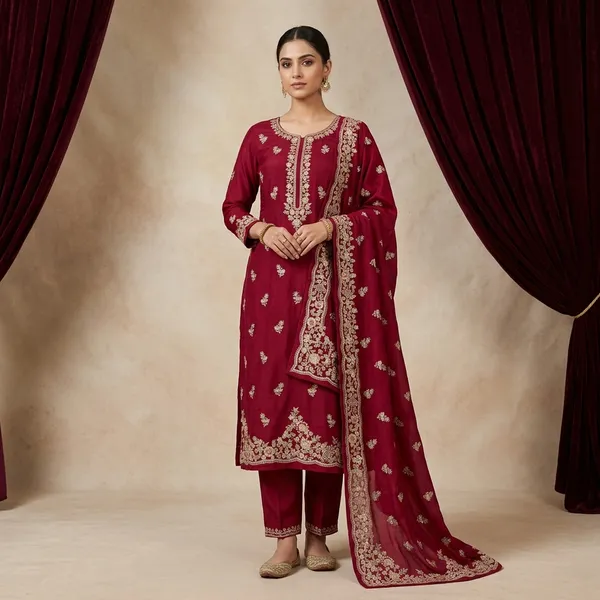 Rani_Pink_Soft_Raw_Silk_Gold_Zariwork_Unstitched_Dress_Material_With_Matching_Bottom_And_Dupatta