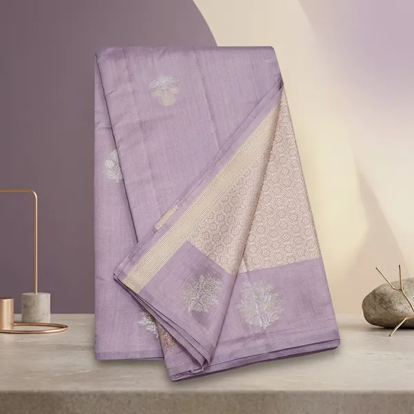 Lavender_Silk_Buti_Silver_Zariwork_Saree_With_Matching_Blouse_Piece