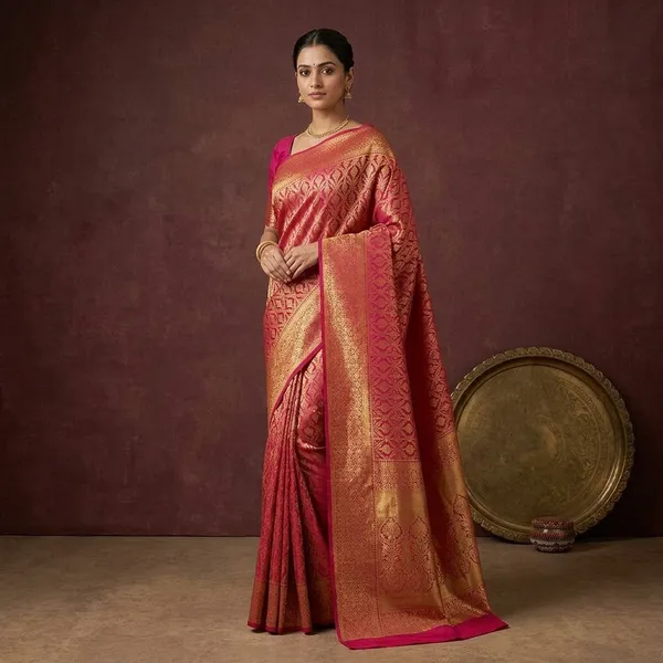 Rani_Pink_Zariwork_Gold_Pure_Silk_Saree