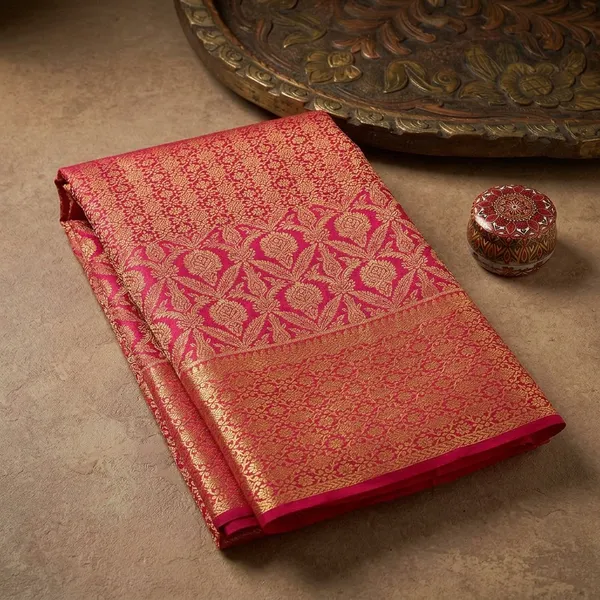 Rani_Pink_Zariwork_Gold_Pure_Silk_Saree