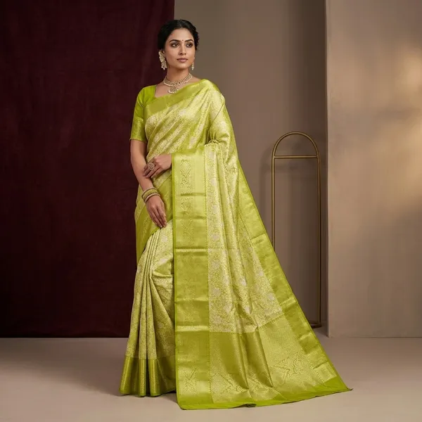 Lime_Green_Zariwork_Gold_Pure_Silk_Saree