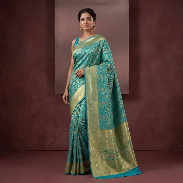 Turquoise_Blue_Dharmavaram_Pure_Silk_Saree